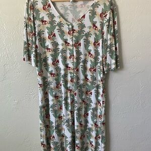 Kate Quinn Bamboo Full Button Down Monkey Print Midi Gown Postpartum Breastfeed